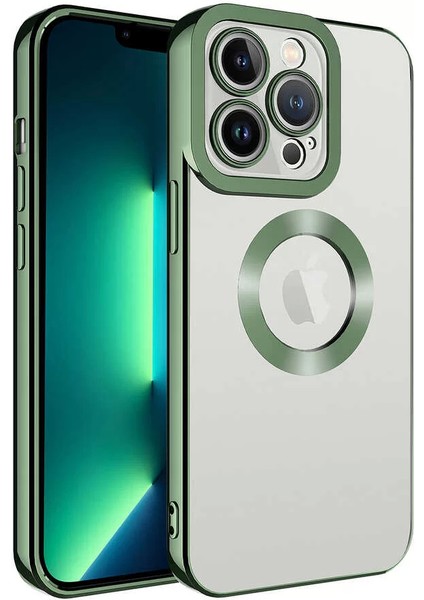 Apple iPhone 11 Pro Max Kılıf Kamera Korumalı Logo Gösteren Omega Kapak Yeşil Telefon Kılıfı