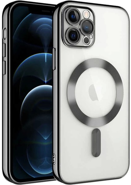 Apple iPhone 13 Pro Max Kılıf Kamera Korumalı Magsafe Wireless Şarj Özellikli Demre Kapak Siyah Telefon Kılıfı