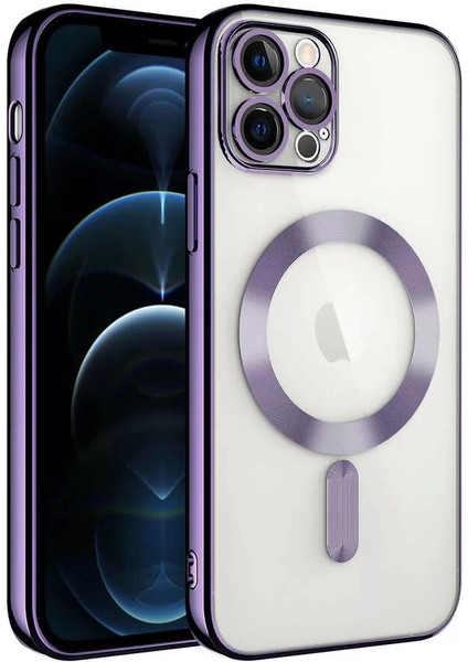 Apple iPhone 13 Pro Max Kılıf Kamera Korumalı Magsafe Wireless Şarj Özellikli Demre Kapak Derin Mor Telefon Kılıfı