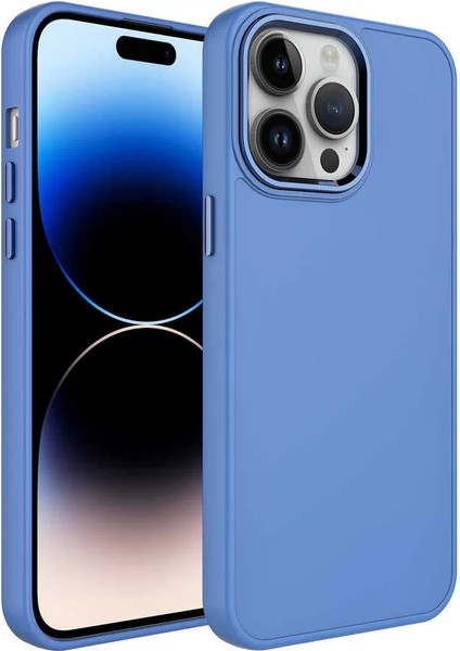 Apple iPhone 13 Pro Kılıf Metal Çerçeve ve Buton Tasarımlı Silikon Luna Kapak Lavendery Gray Telefon Kılıfı
