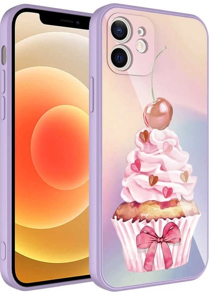 Apple iPhone 12 Kılıf Kamera Korumalı Desenli Sert Silikon Epoksi Kapak NO11 Telefon Kılıfı