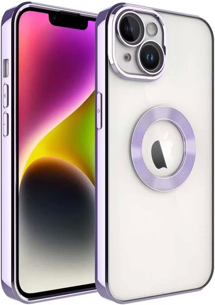 Apple iPhone 13 Kılıf Kamera Korumalı Logo Gösteren Omega Kapak Lila Telefon Kılıfı