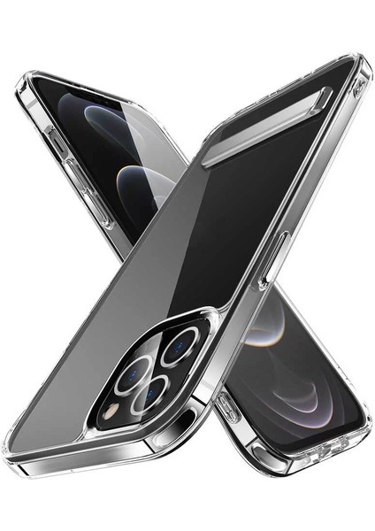Apple iPhone 14 Pro Kılıf Standlı Şeffaf Silikon L-Stand Kapak Renksiz Telefon Kılıfı