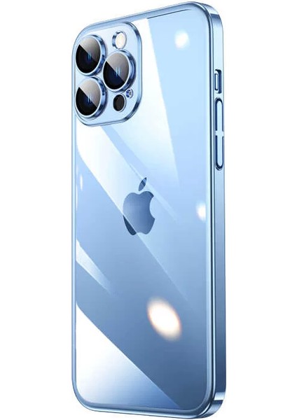 Apple iPhone 13 Pro Max Kılıf Sert Pc Renkli Çerçeveli Riksos Silikon Kapak Mavi Telefon Kılıfı