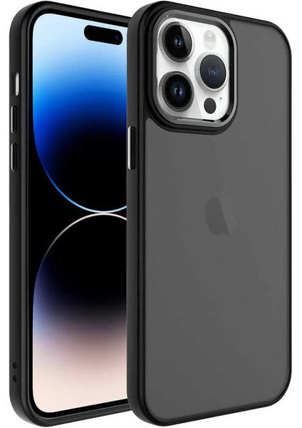 Apple iPhone 14 Pro Max Kılıf Buzlu Sert Pc May Kapak Siyah Telefon Kılıfı