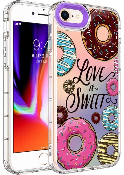 Apple iPhone Se 2020 Kılıf Kamera Korumalı Renkli Desenli Sert Silikon Korn Kapak NO11 Telefon Kılıfı