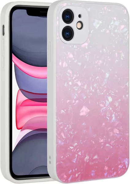 Apple iPhone 11 Kılıf Renk Geçişli Mermer Desenli Sert Silikon Granit Kapak No1 Telefon Kılıfı