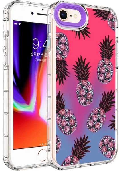 Apple iPhone Se 2020 Kılıf Kamera Korumalı Renkli Desenli Sert Silikon Korn Kapak No6 Telefon Kılıfı