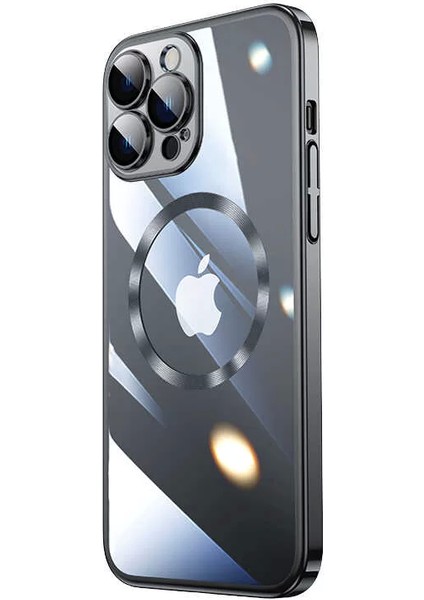 Apple iPhone 14 Pro Max Kılıf Wireless Şarj Özellikli Sert Pc Riksos Magsafe Silikon Kapak Siyah Telefon Kılıfı