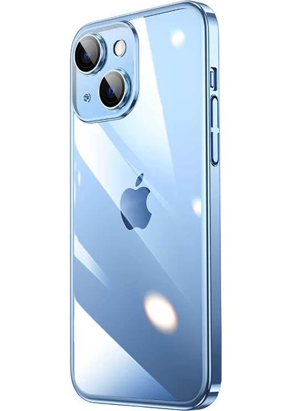 Apple iPhone 13 Kılıf Sert Pc Renkli Çerçeveli Riksos Silikon Kapak Mavi Telefon Kılıfı