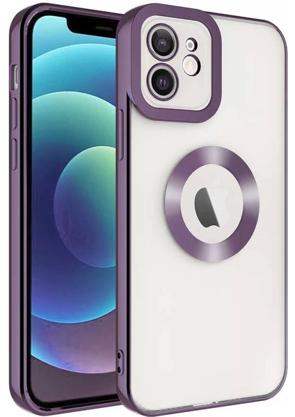 Apple iPhone 11 Kılıf Kamera Korumalı Logo Gösteren Omega Kapak Derin Mor Telefon Kılıfı