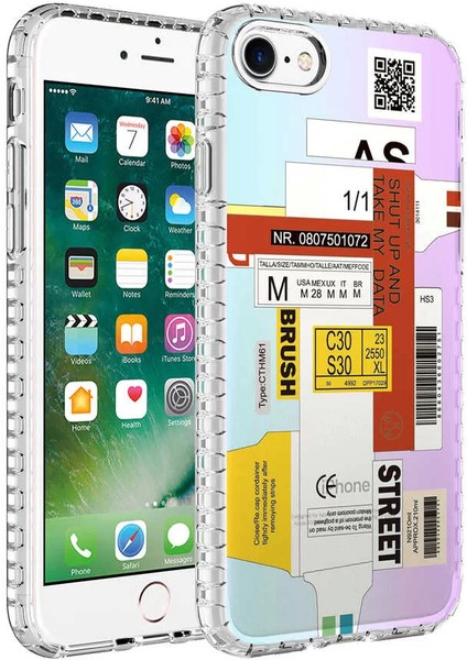 Apple iPhone Se 2020 Kılıf Airbag Kenarlı Renkli Desenli Silikon Elegans Kapak No2 Telefon Kılıfı