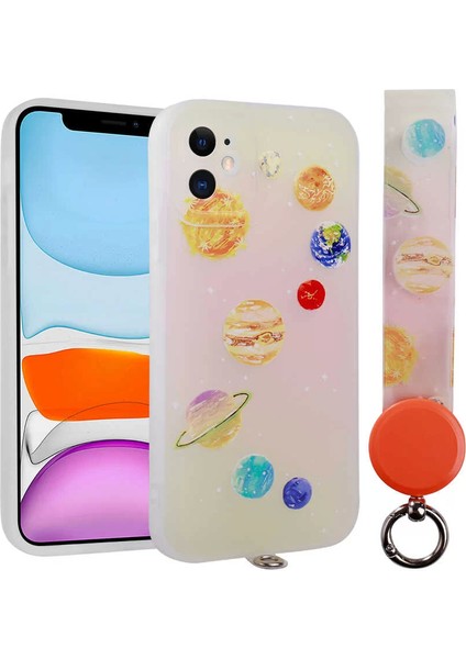 Apple iPhone 11 Kılıf Desenli El Askılı Ipli Arte Silikon Kapak No5 Telefon Kılıfı