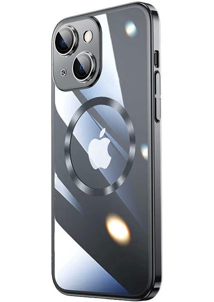 Apple iPhone 13 Kılıf Wireless Şarj Özellikli Sert Pc Riksos Magsafe Silikon Kapak Siyah Telefon Kılıfı