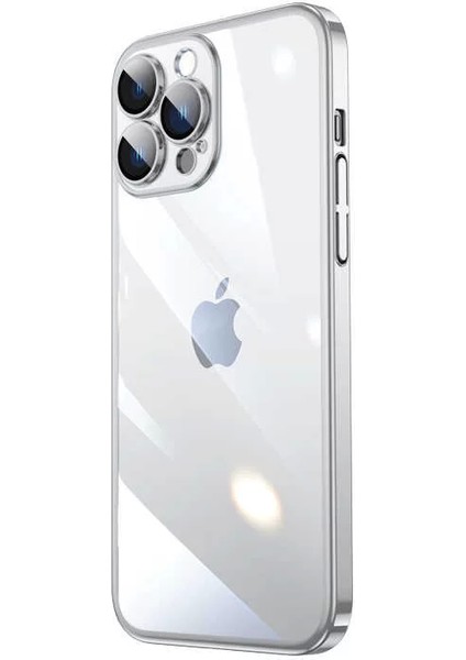 Apple iPhone 13 Pro Kılıf Sert Pc Renkli Çerçeveli Riksos Silikon Kapak Gümüş Telefon Kılıfı