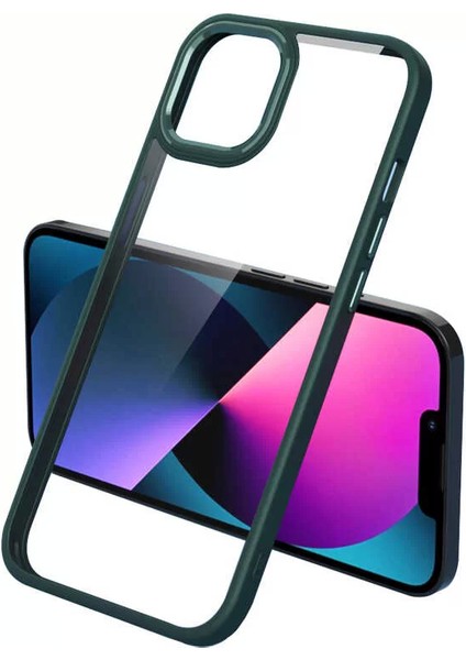 Apple iPhone 12 Pro Max Kılıf Krom Kapak Koyu Yeşil Telefon Kılıfı