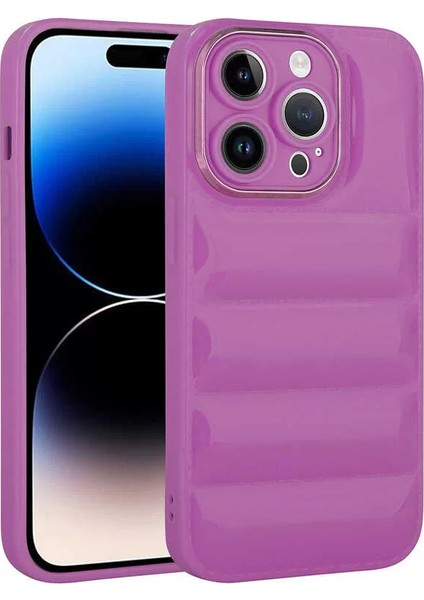 Apple iPhone 14 Pro Max Kılıf Kamera Korumalı Parlak Airbag'li Galya Kapak Mor Telefon Kılıfı