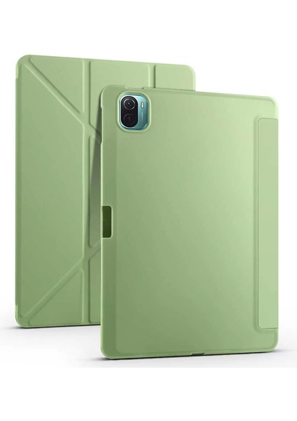 Xiaomi Mi Pad 5 Kılıf Tri Folding Kalem Bölmeli Standlı Kılıf Açık Yeşil Telefon Kılıfı