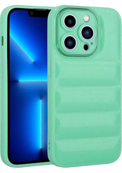 Apple iPhone 13 Pro Kılıf Kamera Korumalı Parlak Airbag'li Galya Kapak Su Yeşil Telefon Kılıfı
