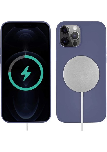 Apple iPhone 13 Pro Max Kılıf Silksafe Kablosuz Şarj Destekli Magsafe Kapak Mor Telefon Kılıfı