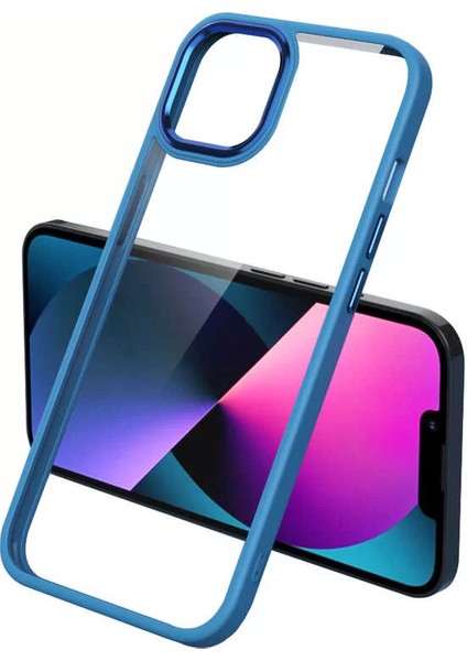Apple iPhone 12 Pro Kılıf Krom Kapak Mavi Telefon Kılıfı