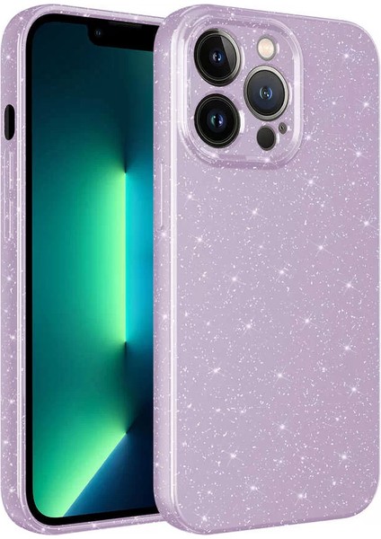 Apple iPhone 12 Pro Kılıf Kamera Korumalı Simli Lüks Koton Kapak Lila Telefon Kılıfı