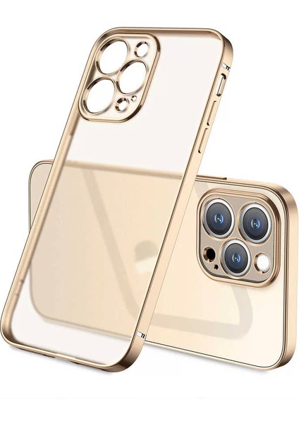 Apple iPhone 12 Pro Kılıf Mat Gbox Silikon Kapak Ince Mat Arka Yüzey Elektroplatin Gold Telefon Kılıfı