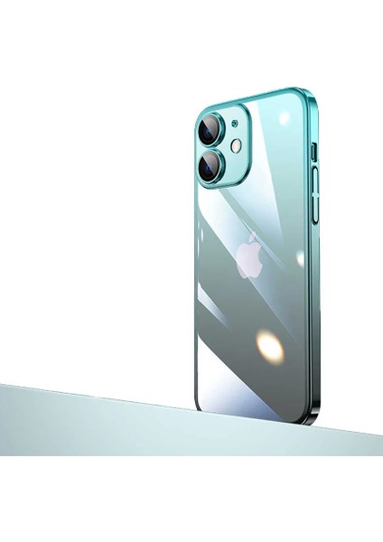 Apple iPhone 12 Kılıf Parlak Renk Geçişli Kamera Korumalı Senkron Kapak Mavi-Siyah Telefon Kılıfı