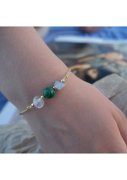 Kova Burcu Ayarlanabilir Doğal Taş Gold Bileklik modelleri