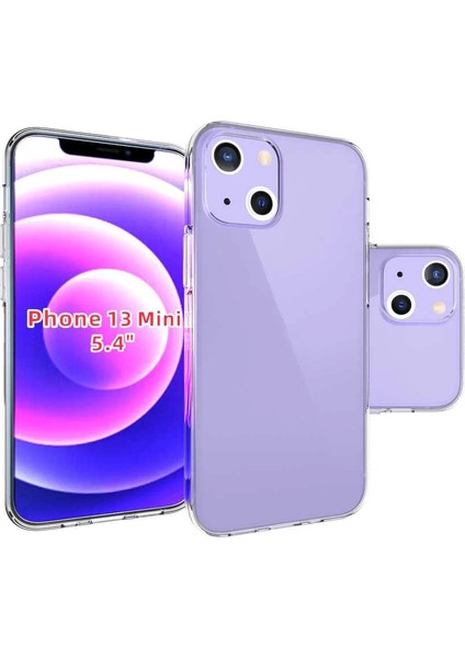 Apple iPhone 13 Mini Kılıf Şeffaf Kalın Süper Silikon Kapak Renksiz Telefon Kılıfı