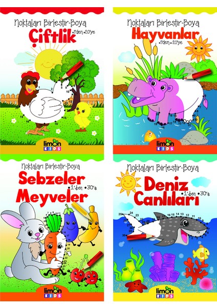 Noktaları Birleştir Boyama, Kodlu Boyama Okul Öncesi Etkinlik Kitap Boyama Seti