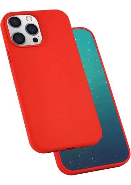 Apple iPhone 13 Pro Max Kılıf Silk Silikon Kırmızı Telefon Kılıfı