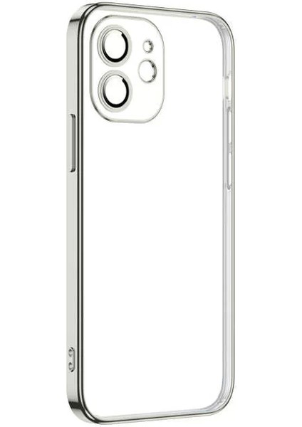 Apple iPhone 12 Kılıf Krep Kapak Gümüş Telefon Kılıfı