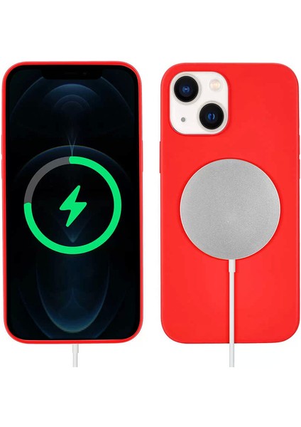 Apple iPhone 13 Kılıf Silksafe Wireless Kapak Kırmızı Telefon Kılıfı