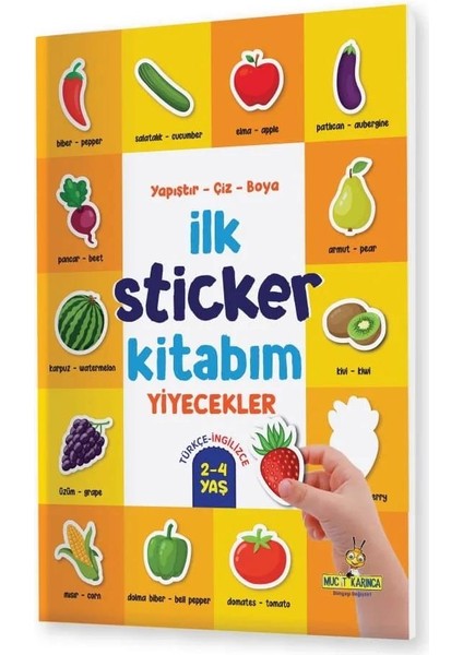 2-4 Yaş Ilk Sticker Kitabım Yapıştır-Çiz-Boya (Taşıtlar Hayvanlar Yiyecekler)