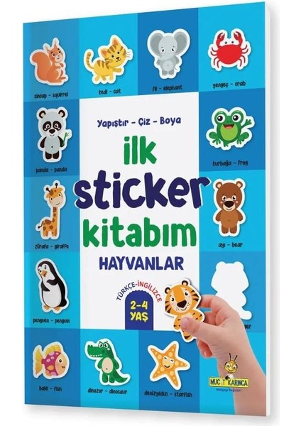 2-4 Yaş Ilk Sticker Kitabım Yapıştır-Çiz-Boya (Taşıtlar Hayvanlar Yiyecekler)
