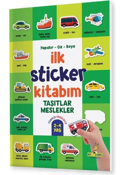 2-4 Yaş Ilk Sticker Kitabım Yapıştır-Çiz-Boya (Taşıtlar Hayvanlar Yiyecekler)