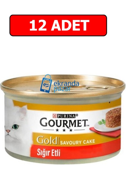 Gourmet Gold Savoury Cake Sığır Etli Kedi Konservesi 12 Adet 85 gr Yaş Mama