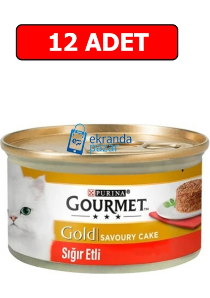 Gourmet Gold Savoury Cake Sığır Etli Kedi Konservesi 12 Adet 85 gr Yaş Mama