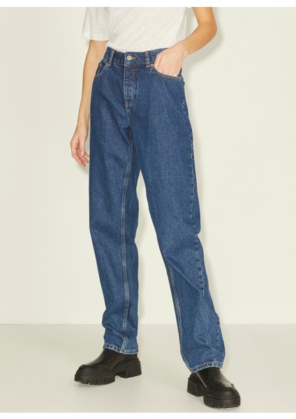 Yüksek Bel Mom Fit Lacivert Kadın Pantolon 12203720