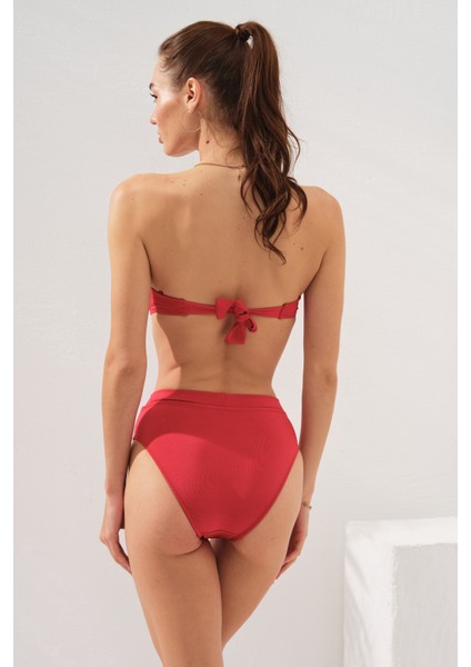 Clarke Balenli Kaplı Straplez Bikini Takım Kırmızı 231231