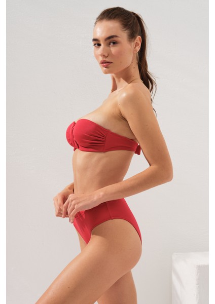 Clarke Balenli Kaplı Straplez Bikini Takım Kırmızı 231231