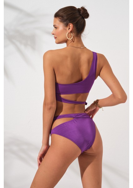 Iconic Tek Omuz Bağlamalı Bikini Takım Mor 231227 fiyatları