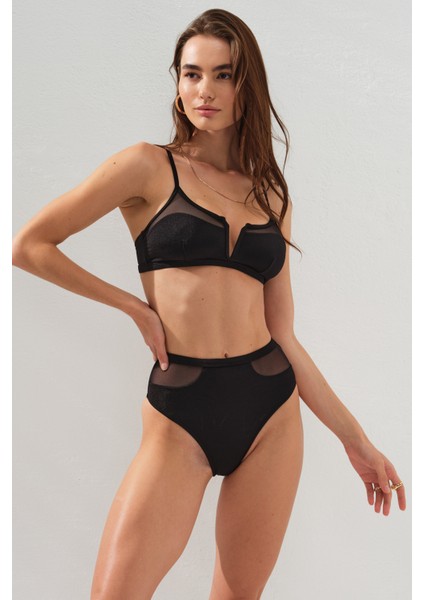 Polina Askılı V Tülle Bikini Siyah 231244 modelleri