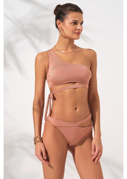 Iconic Tek Omuz Bağlamalı Bikini Takım Bronz 231227