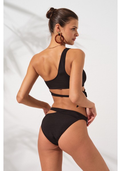 Iconic Tek Omuz Bağlamalı Bikini Takım Siyah 231227