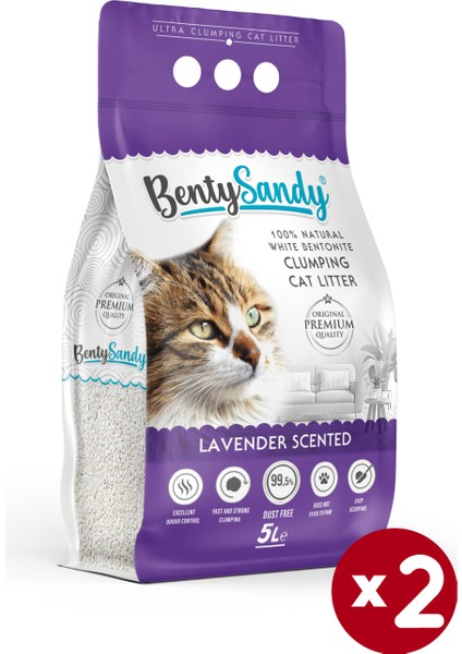 Lavanta Kokulu Topaklanan İnce Taneli Kedi Kumu 5lx2