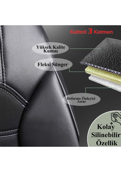 Citroen C1 Black Serisi Oto Koltuk Kılıfı Tam Set