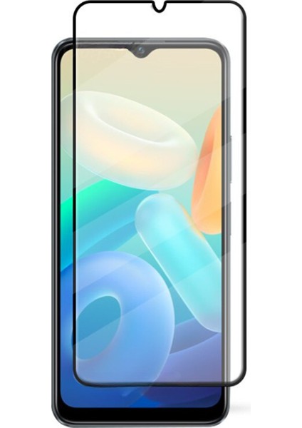 Vivo Y16 Tam Kaplayan Çerçeveli Tempered Ekran Koruyucu - Siyah AL3276