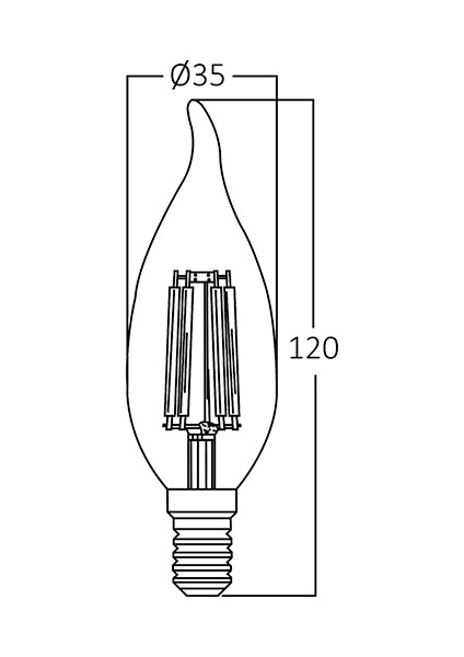 BA35-00410-BRAYTRON 4W 2700K Sarı Işık E14 Kıvrık Mum LED Rustik Ampul 5'li Paket